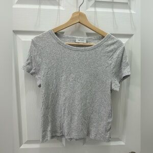 On The Byse Light Gray Ribbed Short Sleeve Tee